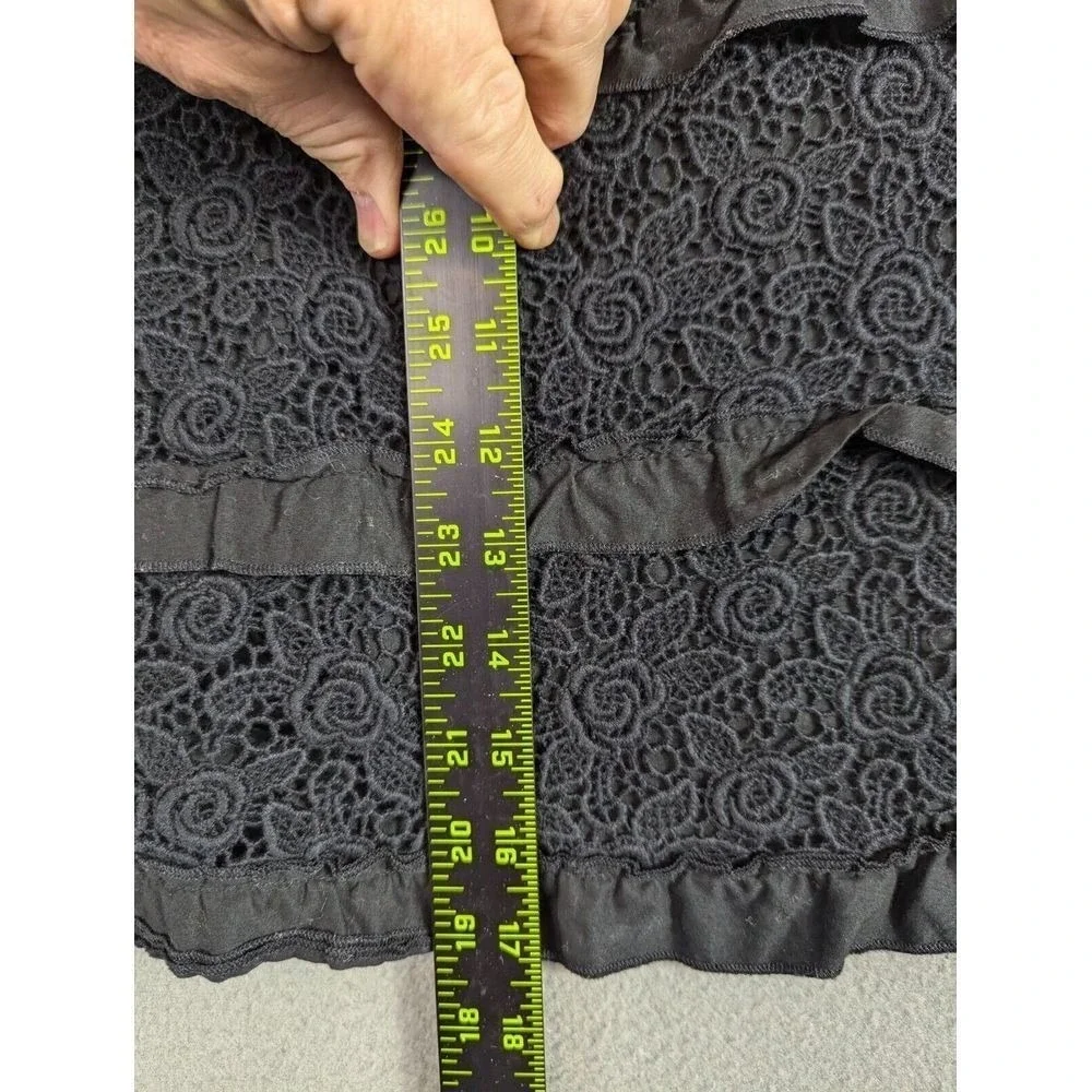 INC International Concept Skirt Womens 8P Black Floral Lace Goth‎ Tiered Crochet